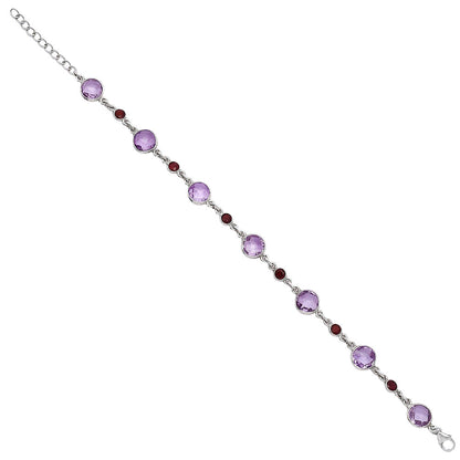 Amethyst Checker Briolette & Garnet Bracelet B-1006 SDB5305