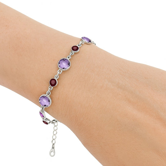 Amethyst Checker Briolette & Garnet Bracelet B-1006 SDB5305