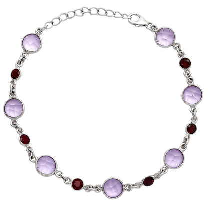 Amethyst Checker Briolette & Garnet Bracelet B-1006 SDB5306