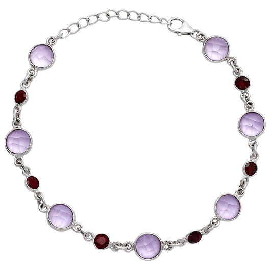 Amethyst Checker Briolette & Garnet Bracelet B-1006 SDB5306