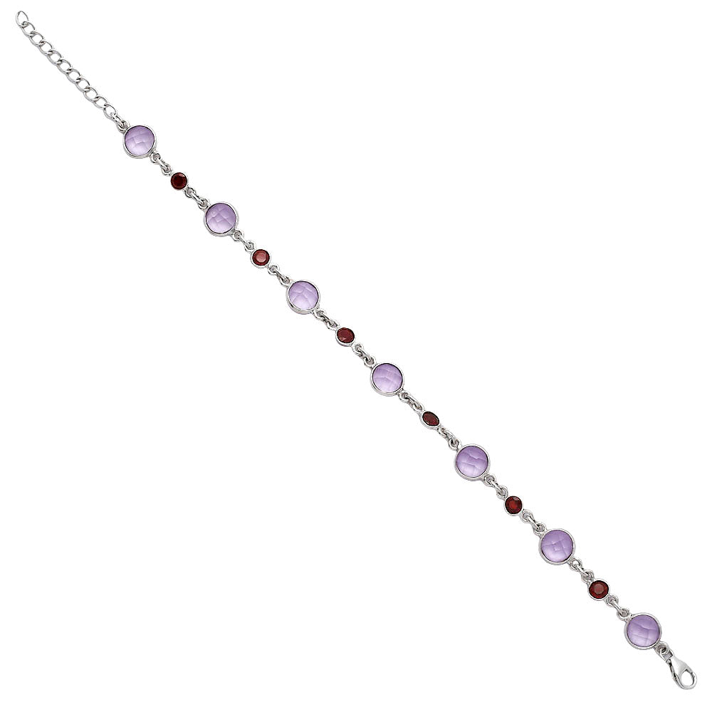 Amethyst Checker Briolette & Garnet Bracelet B-1006 SDB5306