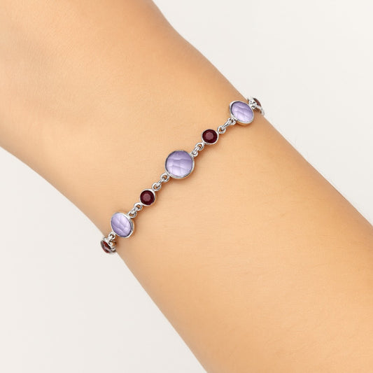 Amethyst Checker Briolette & Garnet Bracelet B-1006 SDB5306