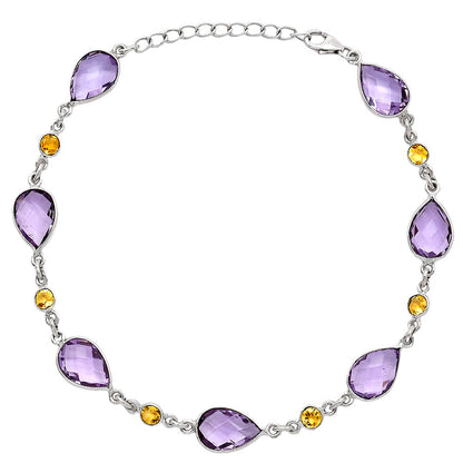 Amethyst Checker Briolette & Citrine Bracelet B-1006 SDB5309