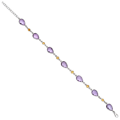 Amethyst Checker Briolette & Citrine Bracelet B-1006 SDB5309
