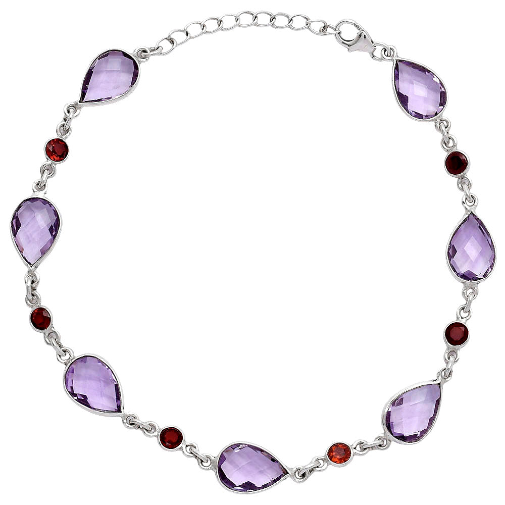 Amethyst Checker Briolette & Garnet Bracelet B-1006 SDB5310