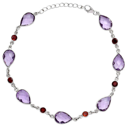 Amethyst Checker Briolette & Garnet Bracelet B-1006 SDB5310