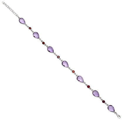 Amethyst Checker Briolette & Garnet Bracelet B-1006 SDB5310
