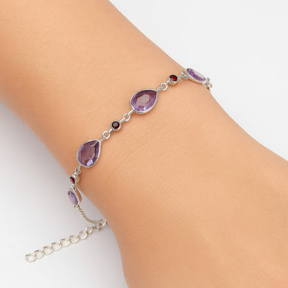 Amethyst Checker Briolette & Garnet Bracelet B-1006 SDB5310