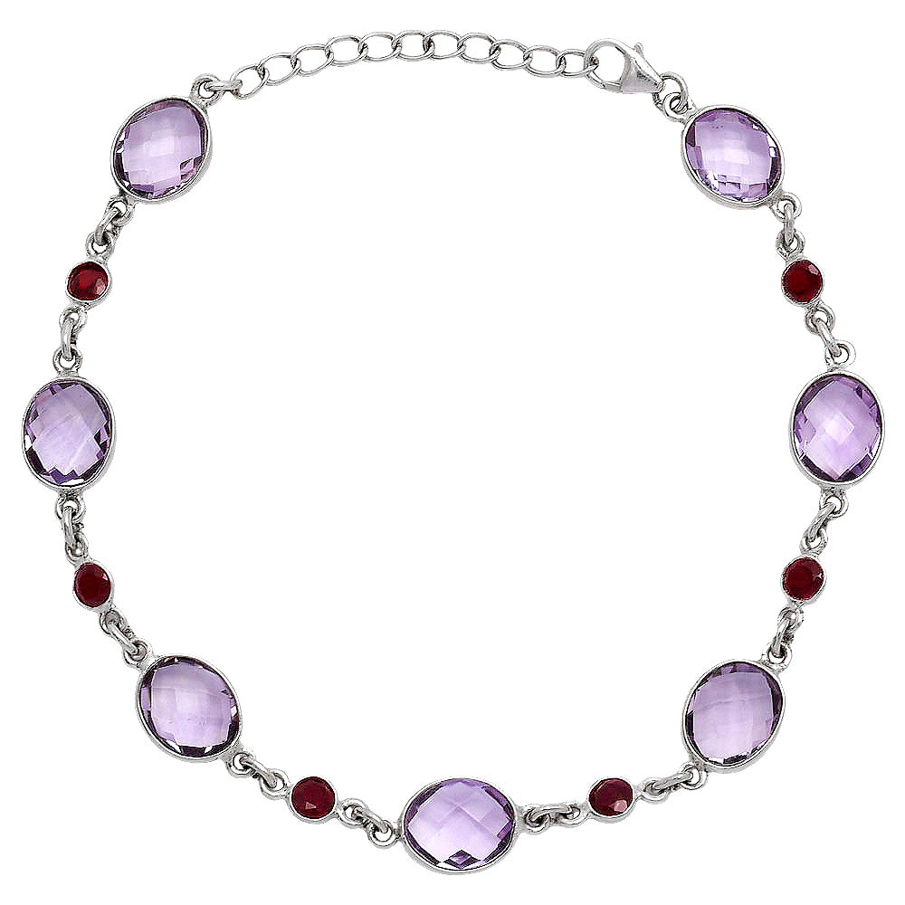 Amethyst Checker Briolette & Garnet Bracelet B-1006 SDB5312