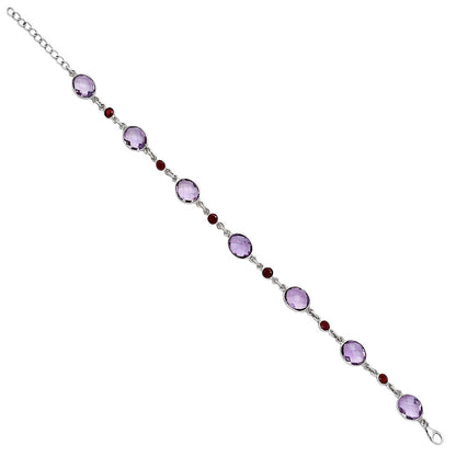 Amethyst Checker Briolette & Garnet Bracelet B-1006 SDB5312