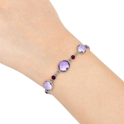 Amethyst Checker Briolette & Garnet Bracelet B-1006 SDB5312