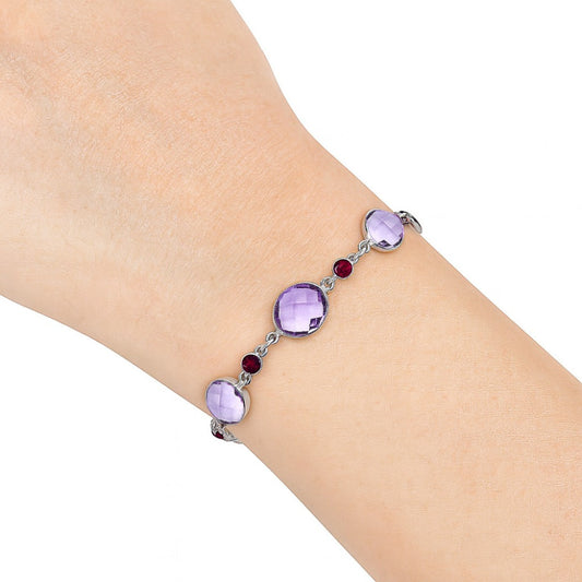 Amethyst Checker Briolette & Garnet Bracelet B-1006 SDB5312
