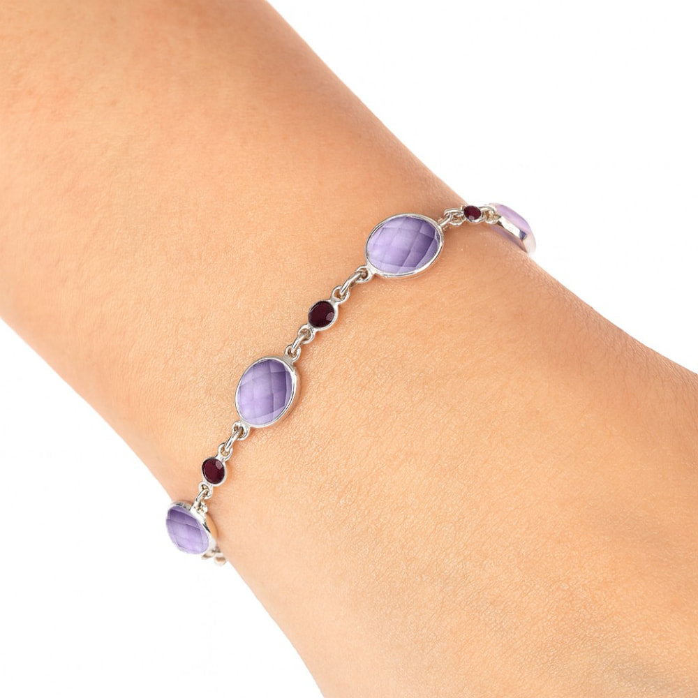 Amethyst Checker - Brazil & Garnet Bracelet B-1006 SDB5313