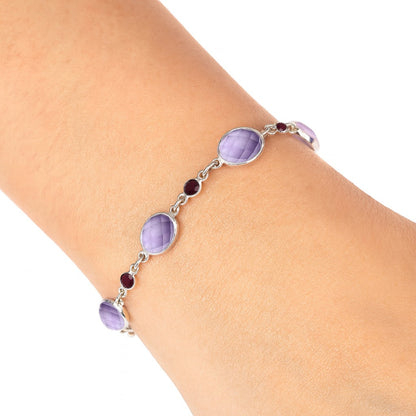 Amethyst Checker - Brazil & Garnet Bracelet B-1006 SDB5313