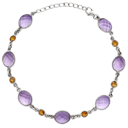 Amethyst Checker - Brazil & Citrine Bracelet B-1006 SDB5314