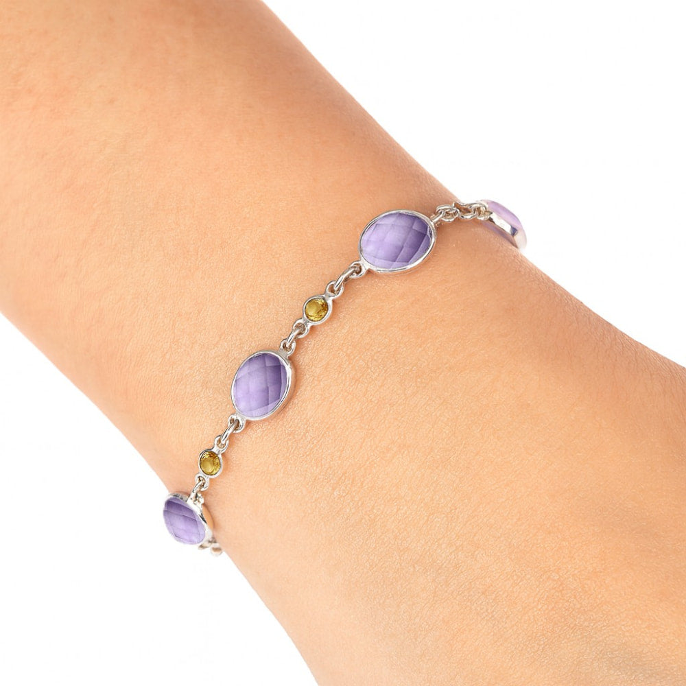 Amethyst Checker - Brazil & Citrine Bracelet B-1006 SDB5314