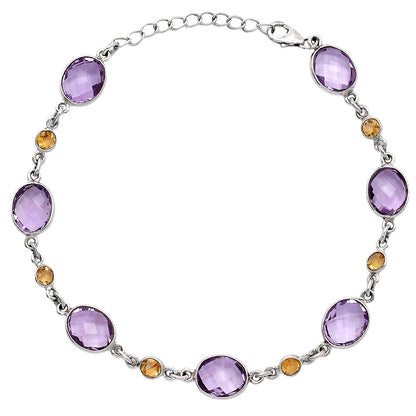 Amethyst Checker Briolette & Citrine Bracelet B-1006 SDB5315