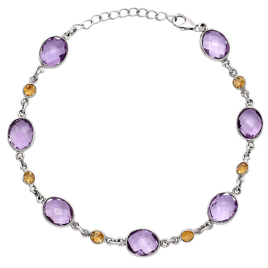 Amethyst Checker Briolette & Citrine Bracelet B-1006 SDB5315