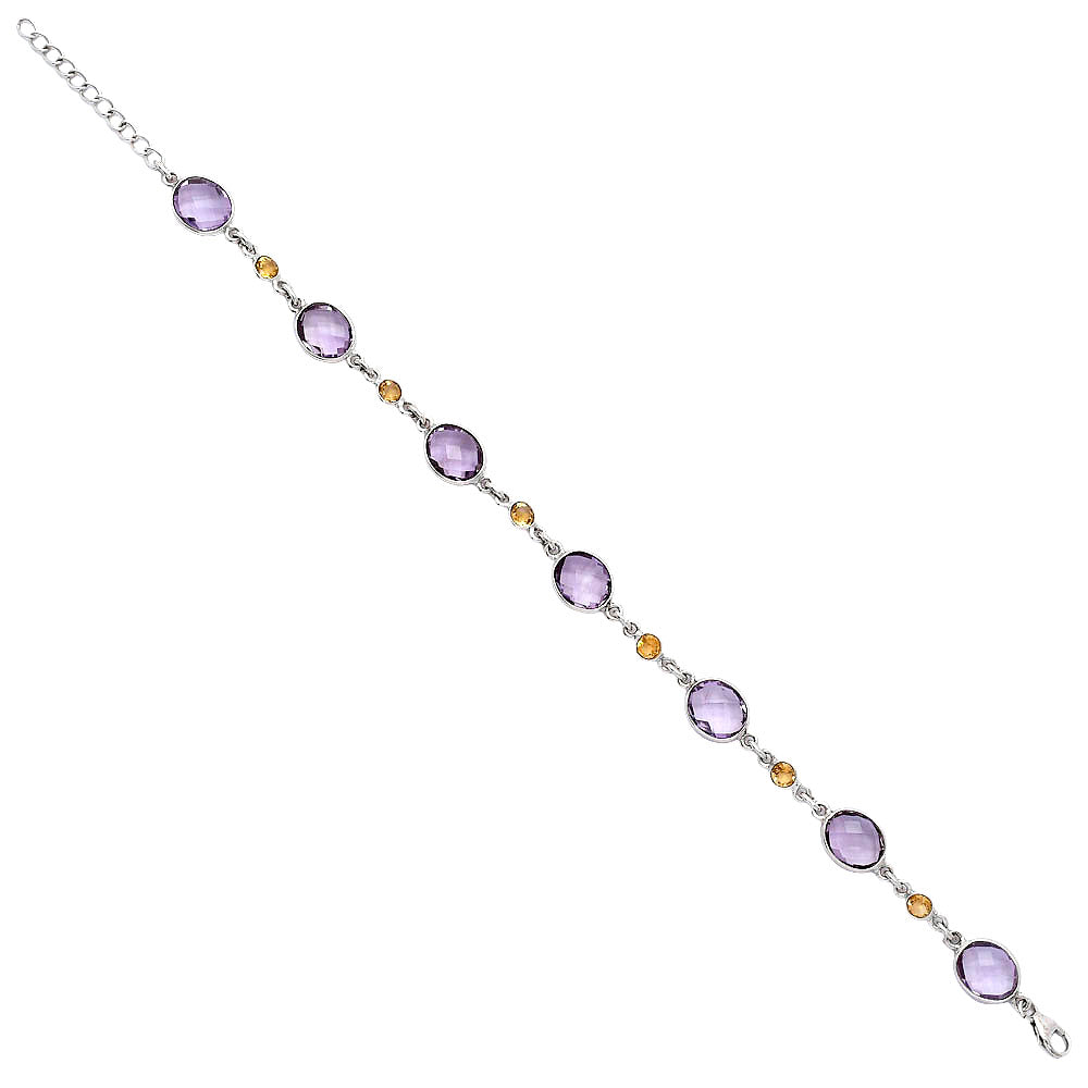 Amethyst Checker Briolette & Citrine Bracelet B-1006 SDB5315