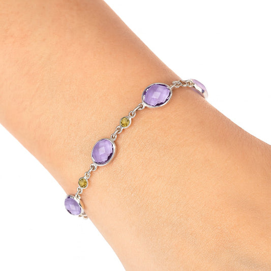 Amethyst Checker Briolette & Citrine Bracelet B-1006 SDB5315