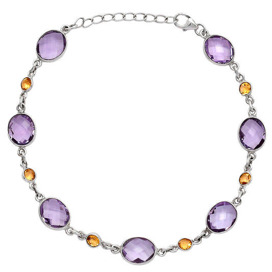 Amethyst Checker Briolette & Citrine Bracelet B-1006 SDB5316