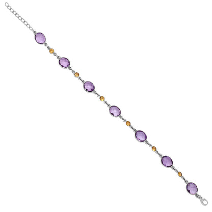 Amethyst Checker Briolette & Citrine Bracelet B-1006 SDB5316