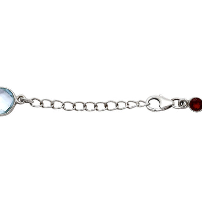Sky Blue Topaz Checker Briolette & Garnet Bracelet B-1006 SDB5328