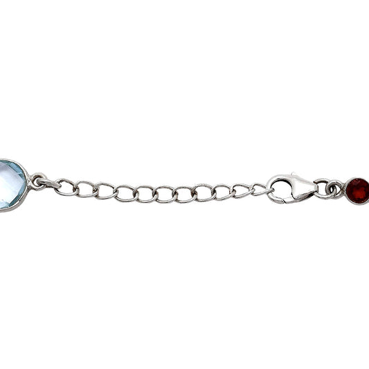 Sky Blue Topaz Checker Briolette & Garnet Bracelet B-1006 SDB5328