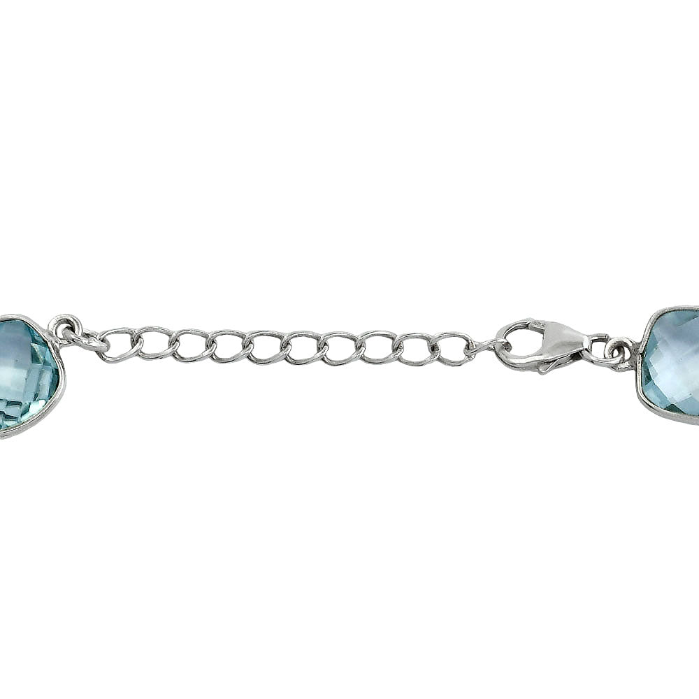Sky Blue Topaz Checker Briolette & Garnet Bracelet B-1006 SDB5330