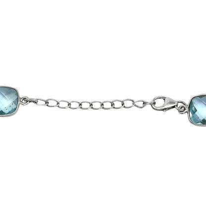 Sky Blue Topaz Checker Briolette & Garnet Bracelet B-1006 SDB5331