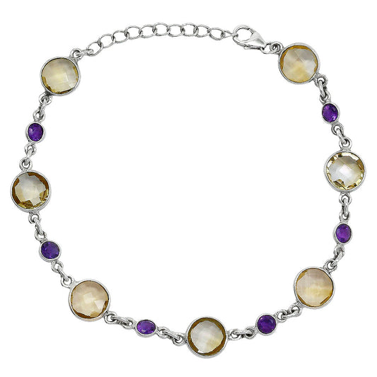 Citrine Checker Briolette & Amethyst Bracelet B-1006 SDB5332