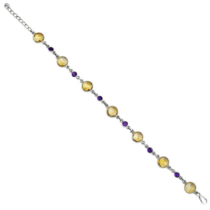 Citrine Checker Briolette & Amethyst Bracelet B-1006 SDB5334