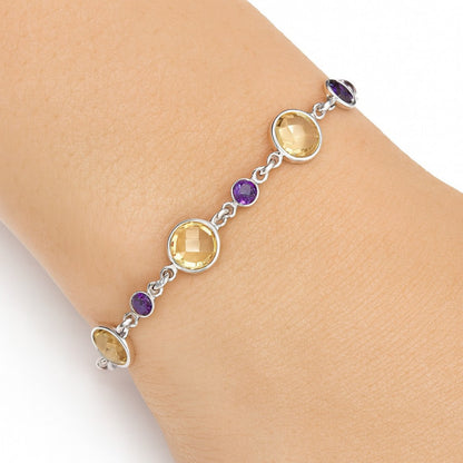 Citrine Checker Briolette & Amethyst Bracelet B-1006 SDB5334