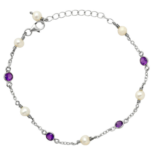 Natural Fresh Water Pearl and Amethyst Bracelet B-1048 SDB5343