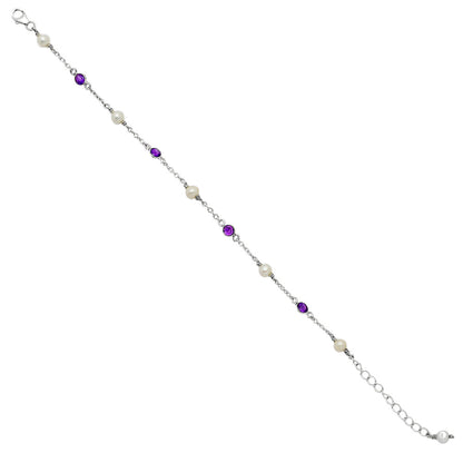 Natural Fresh Water Pearl and Amethyst Bracelet B-1048 SDB5343