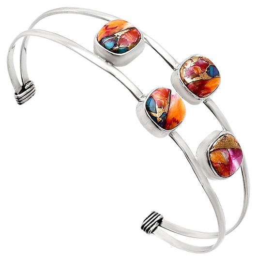 Kingman Orange Dahlia Turquoise Cuff Bangle Bracelet B-1047 SDB5345