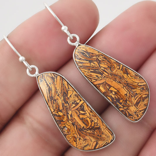 Natural Coquina Fossil Jasper India Earrings E-1001 SDE50860