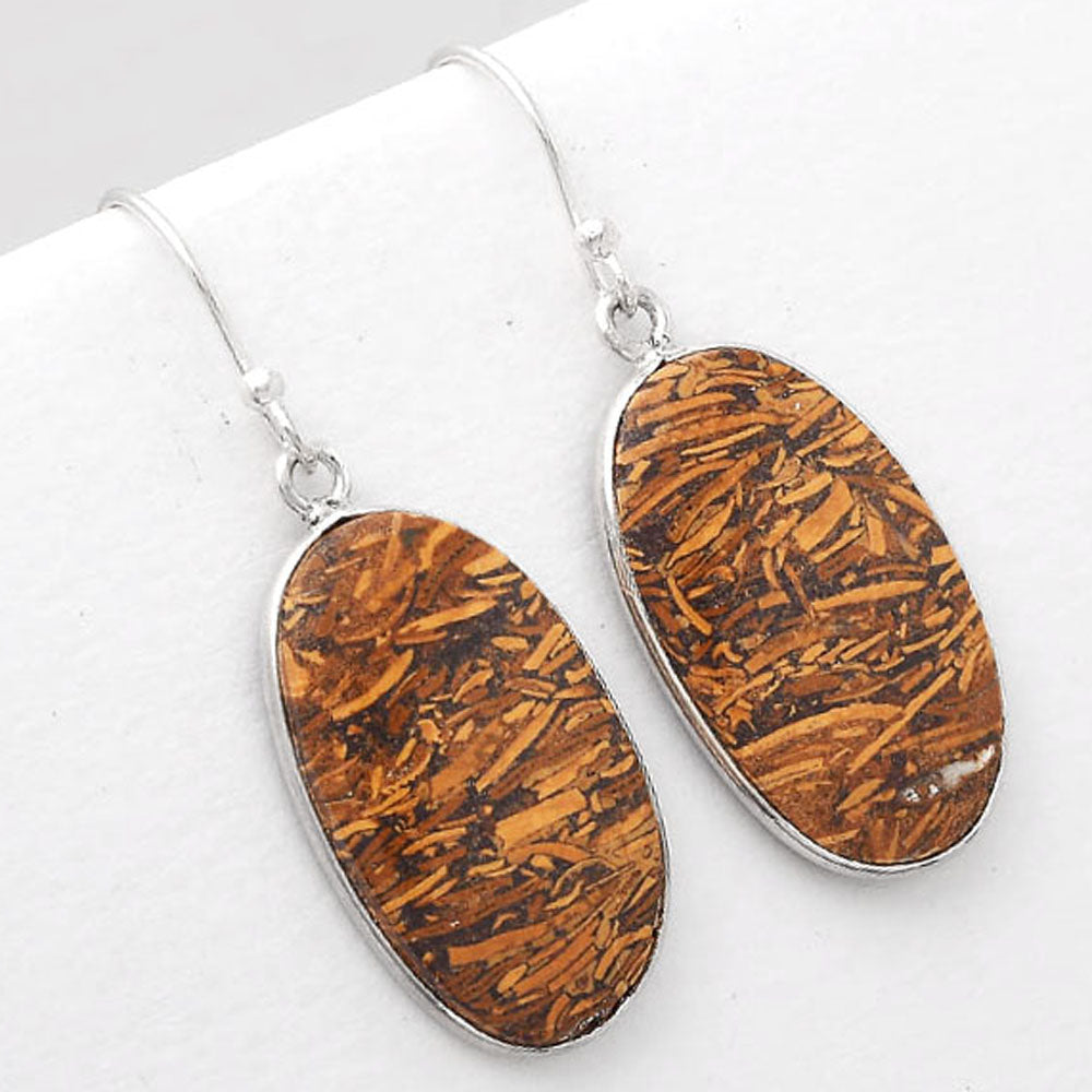 Natural Coquina Fossil Jasper India Earrings E-1001 SDE50881