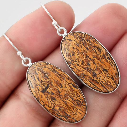 Natural Coquina Fossil Jasper India Earrings E-1001 SDE50883