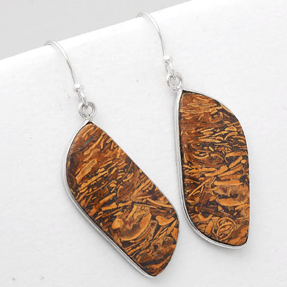 Natural Coquina Fossil Jasper India Earrings E-1001 SDE50887