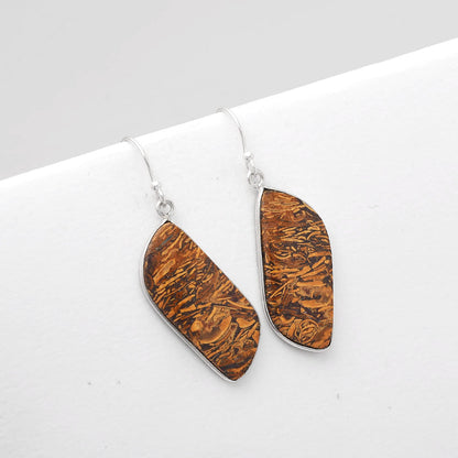 Natural Coquina Fossil Jasper India Earrings E-1001 SDE50887
