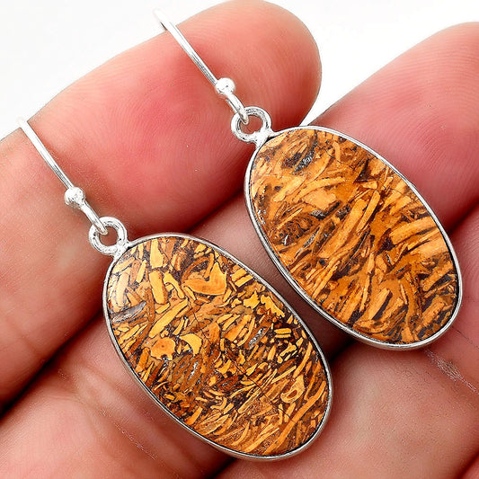 Natural Coquina Fossil Jasper India Earrings E-1001 SDE50906