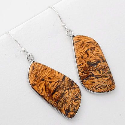 Natural Coquina Fossil Jasper India Earrings E-1001 SDE50944