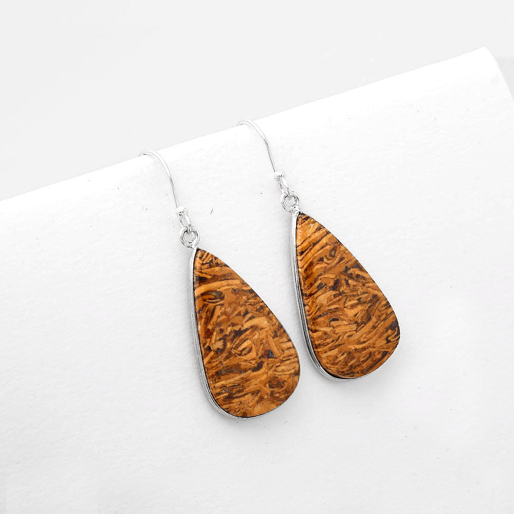 Natural Coquina Fossil Jasper India Earrings E-1001 SDE50982