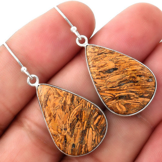 Natural Coquina Fossil Jasper India Earrings E-1001 SDE50989