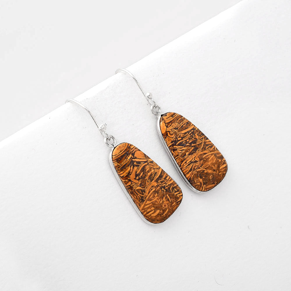 Natural Coquina Fossil Jasper India Earrings E-1001 SDE51005