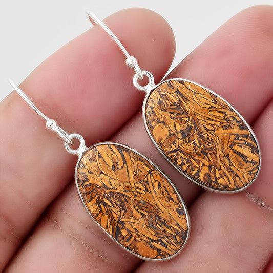 Natural Coquina Fossil Jasper India Earrings E-1001 SDE51100
