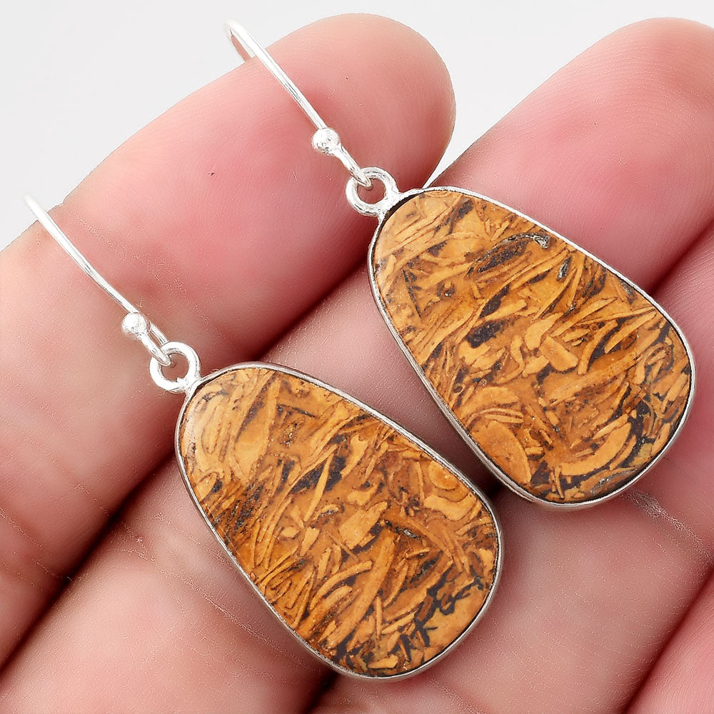 Natural Coquina Fossil Jasper India Earrings E-1001 SDE51102