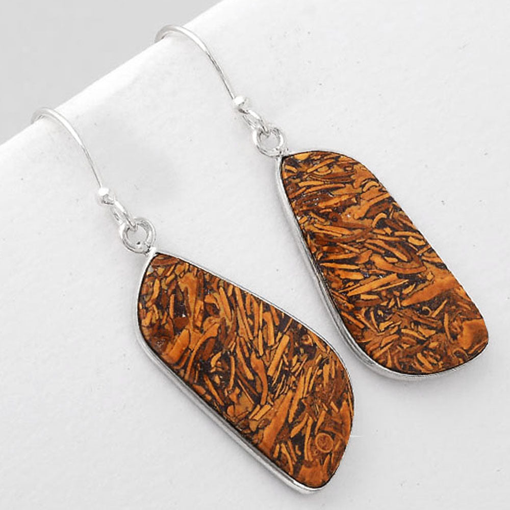 Natural Coquina Fossil Jasper India Earrings E-1001 SDE51122