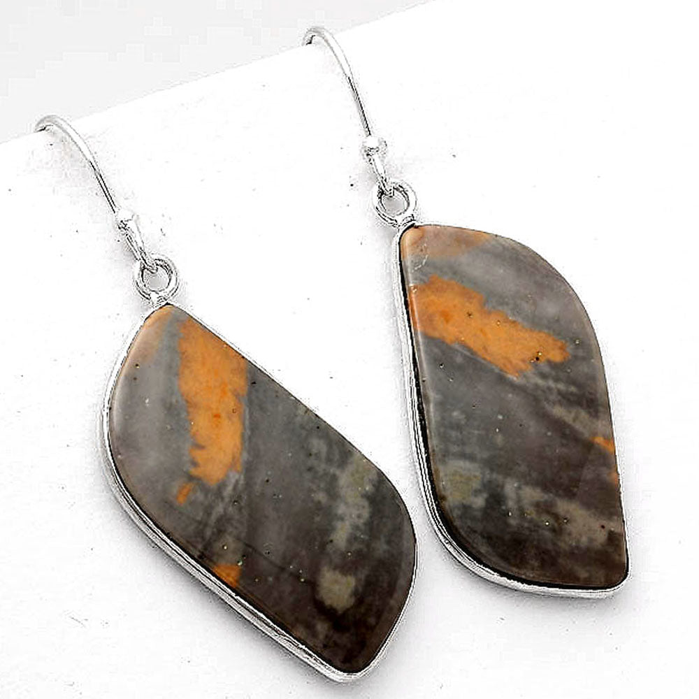 Natural Polygram Jasper Earrings E-1001 SDE51993